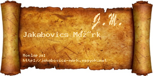 Jakabovics Márk névjegykártya